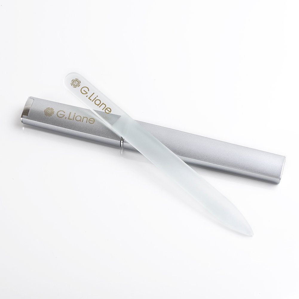 Glass Manicure File In Case Shape And Smooth Nail File Tool Best For Gentle & Safe Nail Care Kit For Beautiful Fingernails (Clear Pointed)