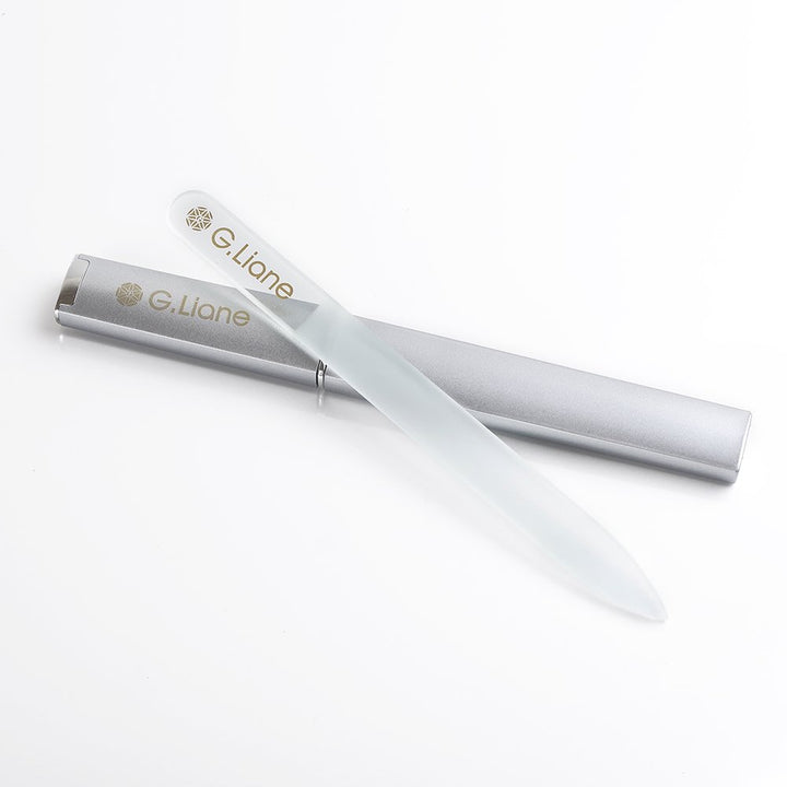 Glass Manicure File In Case Shape And Smooth Nail File Tool Best For Gentle & Safe Nail Care Kit For Beautiful Fingernails (Clear Pointed)