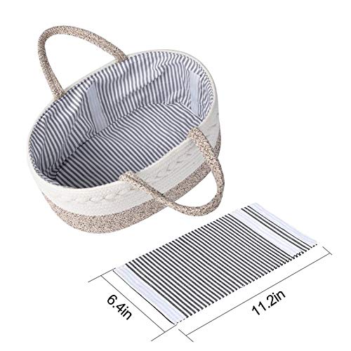 Baby Diaper Caddy Organizer - Cotton Rope Portable Basket Diaper Basket, Nursery Storage Bin with Removable Inserts, Changing Table Organizer Basket