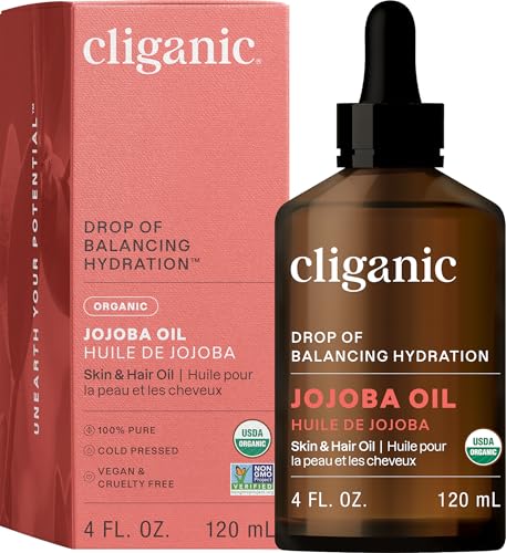 Organic Jojoba Oil, 100% Pure (4oz) | Moisturizing Oil for Face, Hair, Skin & Nails | Natural Cold Pressed Hexane Free | Base Carrier Oil (Packaging May Vary)
