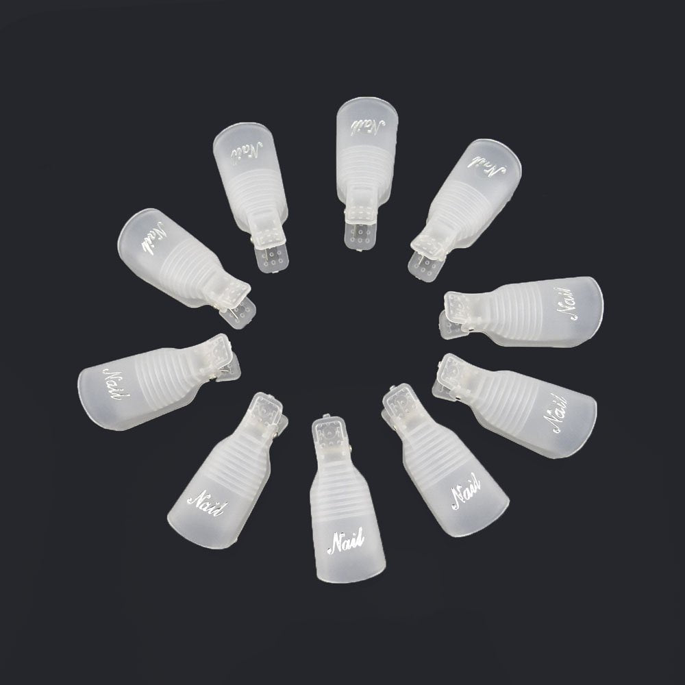 Black+White : Yueton Pack of 20 Reusable Nail Art Soak Off Cap Clip UV Gel Polish Remover Wrap Tool (White+Black)