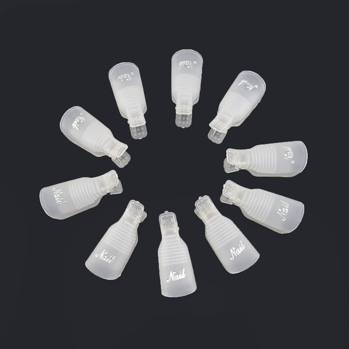 Black+White : Yueton Pack of 20 Reusable Nail Art Soak Off Cap Clip UV Gel Polish Remover Wrap Tool (White+Black)