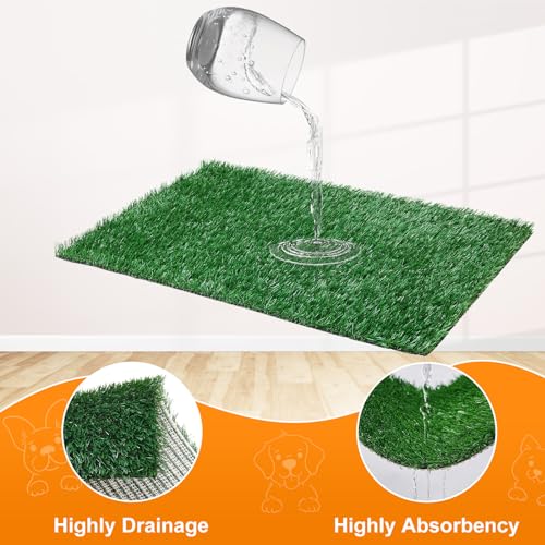 Dog Grass Pad with Tray Large, Dog Litter Box, Indoor Dog Potties for Apartment and Patio Training, with 2 Packs Dog Grass Pee Pads for Replacement