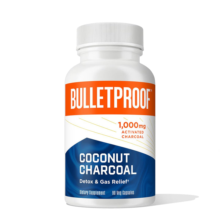 Coconut Charcoal Detox and Gas Relief Capsules, 90 Count, Sourced from 100% Coconut Shells