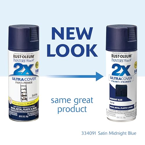 334091 Painter's Touch 2X Ultra Cover Spray Paint, 12 oz, Satin Midnight Blue