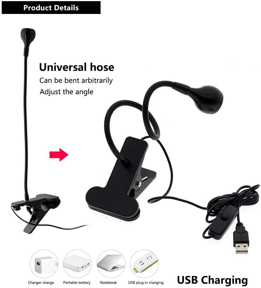 UV USB LED Blacklight Gooseneck Lamp | Uses: Apres Gel x Nail Tips, Detection of Satin, Black Light Fluorescent Paint, UV Gel Nails, and Ultra Violet curing |Clamp Fixtures, and Just Plug & Play| Unas