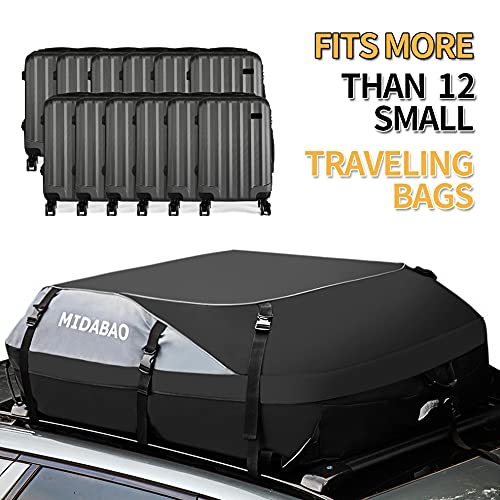 Roof Top Carrying Bags, 25 Cubic Feet Waterproof Rooftop Cargo Carrier + 6 Door Hooks Suitable for All Vehicle with/Without Rack