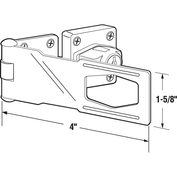 Products U 9951 Keyed Hasp, 4 in. x 1-5/8 in., Steel, Chrome Plated, Twist Knob