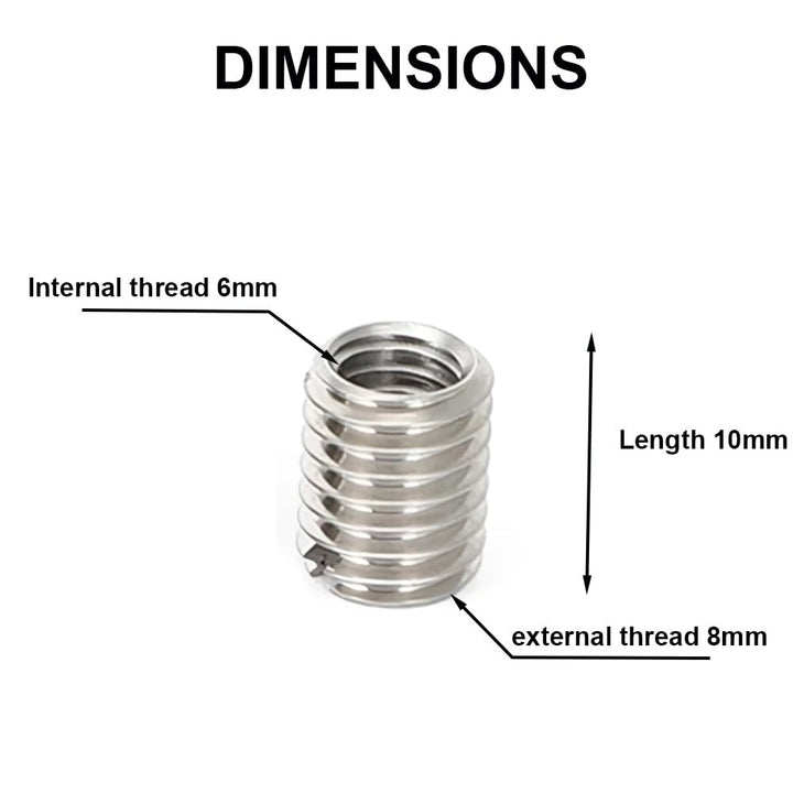 10PCS Thread ADAPTERS M8 8MM Male to M6 6MM Female Threaded Reducers Stainless Steel Fastener Accessory