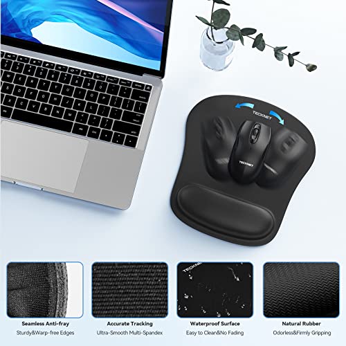 Keyboard Wrist Rest and Mouse Pad with Wrist Support, Memory Foam Set for Computer/Laptop/Mac, Lightweight for Easy Typing & Pain Relief Ergonomic Mousepad (Black)