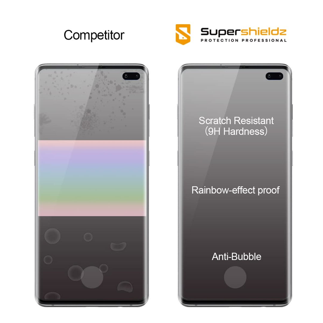 (2 Pack) Designed for Samsung (Galaxy S10 Plus) Tempered Glass Screen Protector with (Easy Installation Tray), (Full Cover) (3D Curved Glass) Anti Scratch, Bubble Free (Black)