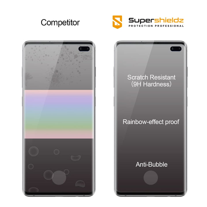 (2 Pack) Designed for Samsung (Galaxy S10 Plus) Tempered Glass Screen Protector with (Easy Installation Tray), (Full Cover) (3D Curved Glass) Anti Scratch, Bubble Free (Black)