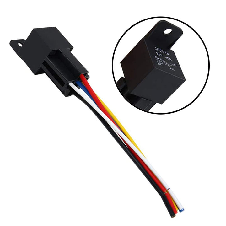 40 Amp 24V DC SPDT Relay Socket - Waterproof 5 Pin Relay Harness (wiress) Plug, Replaces Type: JD-2914 (5pcs) Relay Socket