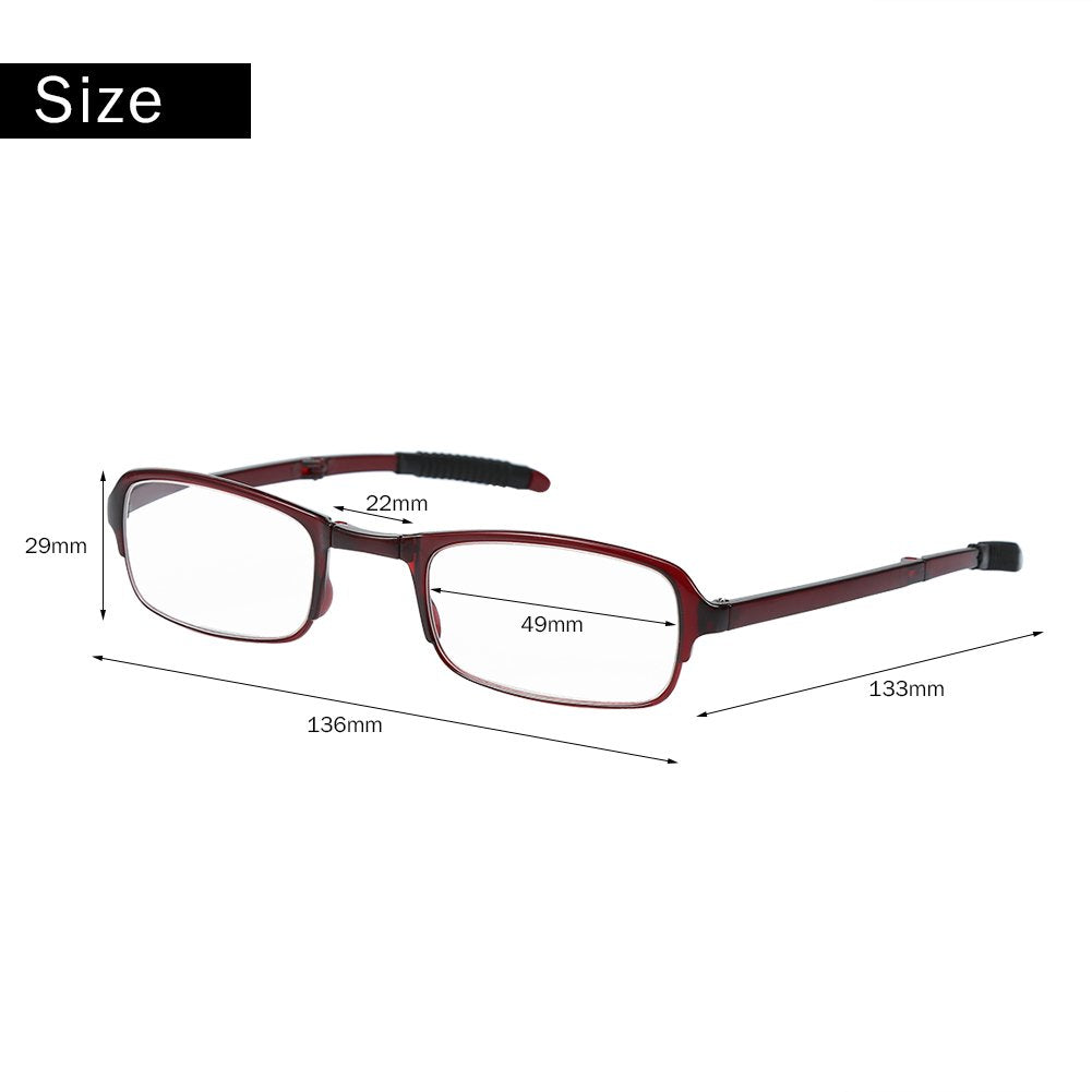 Reading Glasses, Men and Women 1.0/1.5/2.0/2.5/3.0/3.5/4.0 Portable Lightweight Folding Reading Presbyopic Glass(2.5-Red)