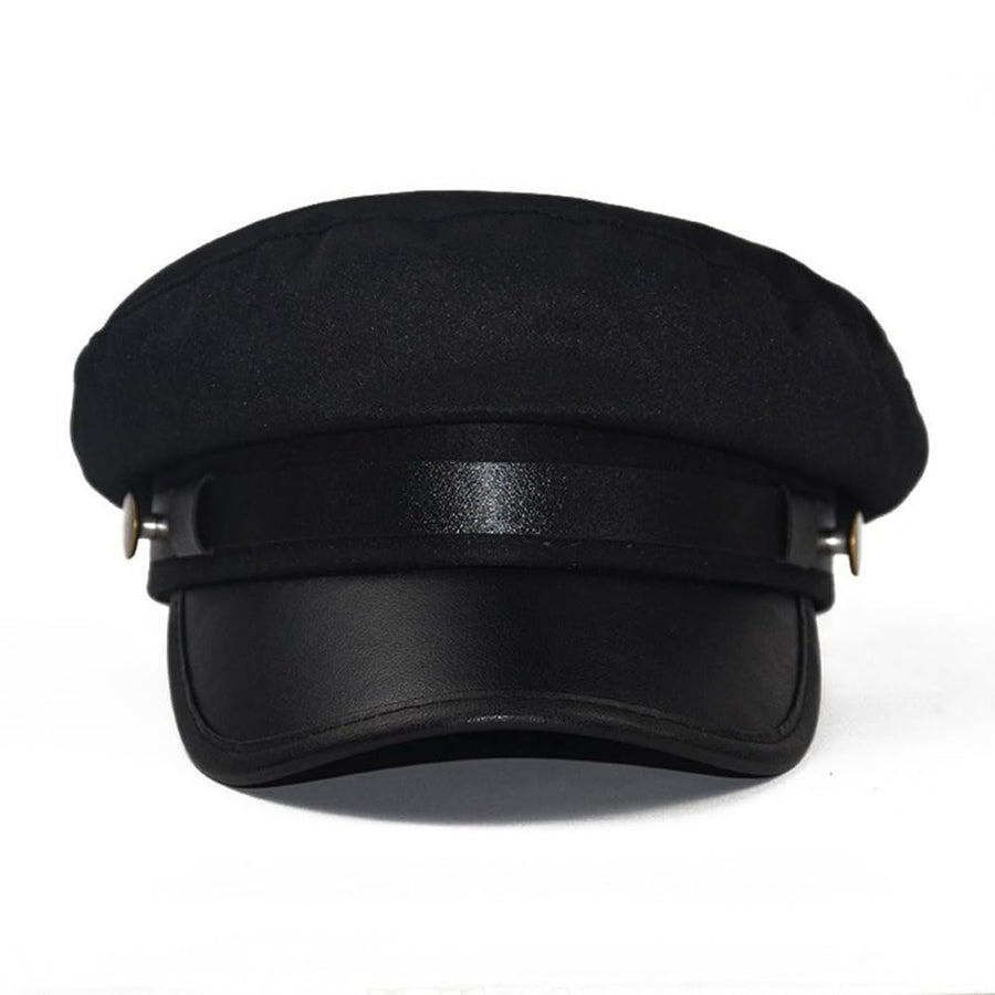 1Pcs Retro Military Hat Chauffeur Hat Fisherman Hat Driver Hat Newsboy Cap Fiddler Cap Doorman Hat Costume Hats for Men and Women (Black)