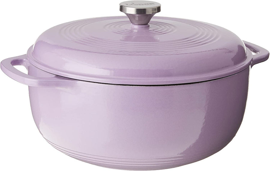 3 Quart Enameled Cast Iron Dutch Oven with Lid – Dual Handles – Oven Safe up to 500° F or on Stovetop - Use to Marinate, Cook, Bake, Refrigerate and Serve – Lilac