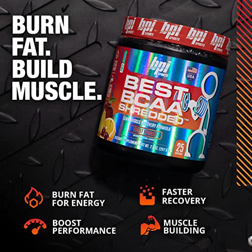 Best BCAA Shredded - Caffeine-Free Thermogenic Recovery Formula - BCAA Powder - Lean Muscle Building - Accelerated Recovery - Weight Loss - Hydration - Fruit Punch - 25 Servings - 9.7 oz.