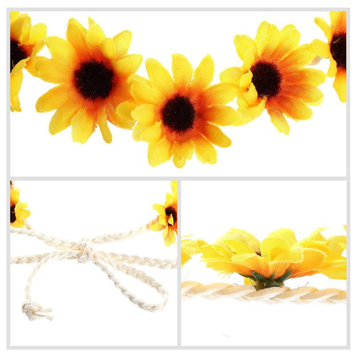 10 Pieces Sunflower Hair Pins Floral Hair Clips with 2 Pieces Sunflower Wreath for Women and Girls, Performances, Parties, Weddings, Festivals