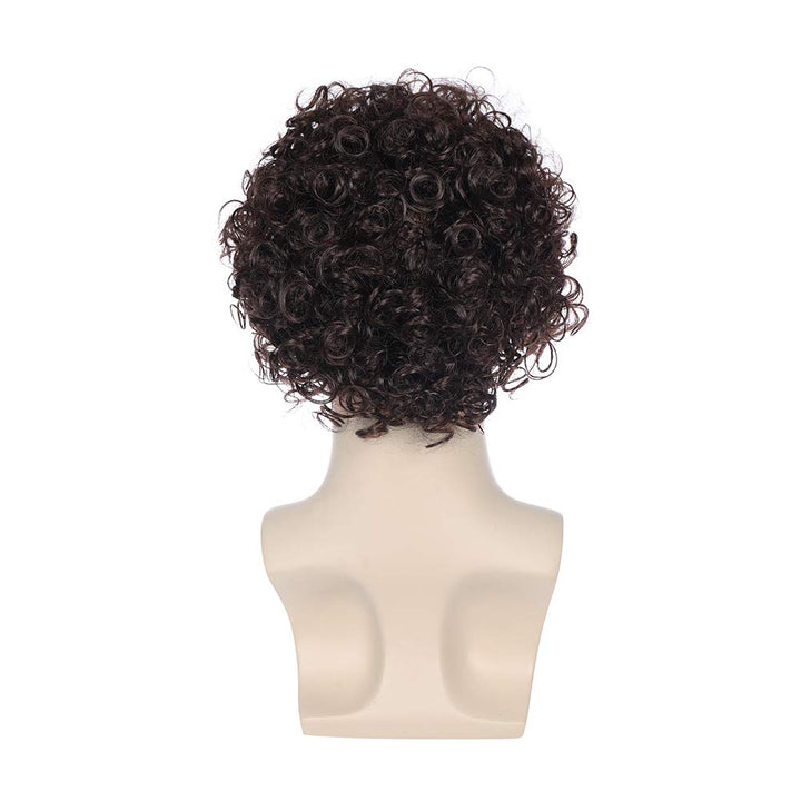 Dark Brown Wigs for Men Boy Short Curly Kinky Dark Brown Wig Halloween Costume Cosplay Christmas Wig