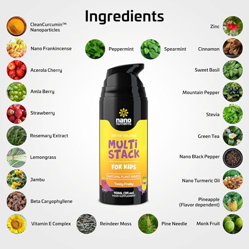 Multi Stack for Kids with CleanCurcumin(TM) - Kids Multivitamin Antioxidants - Childrens Vitamins - Plant Based Protection - Water Soluble - Kids Vitamins C and D with Zinc