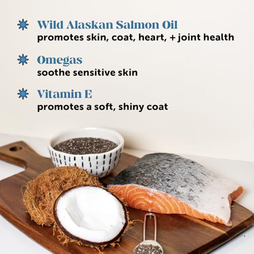 Skin Health Salmon Chews - Itch Relief for Dogs, Omega 3 Fish Oil for Dogs, Natural Salmon Oil for Dogs Chews for Healthy Skin & Coat, May Reduce Shedding, Dog Fish Oil Supplements - 90 Ct