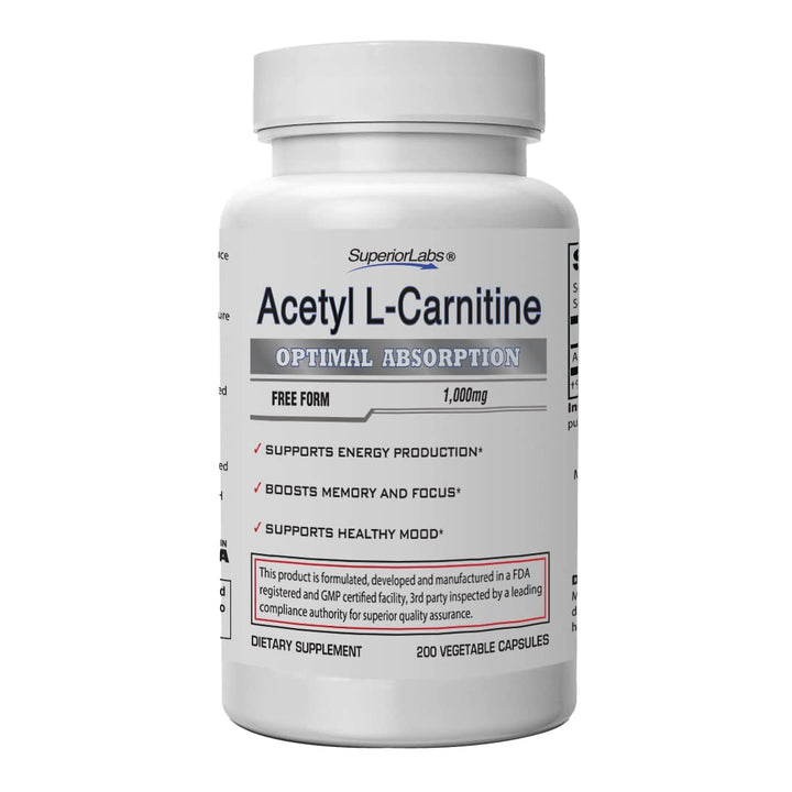 | Acetyl L-Carnitine 1000mg | 200 caps | Maximum Absorption | Pure Vegetable Capsules | Zero Synthetic Additives | Superior Absorption