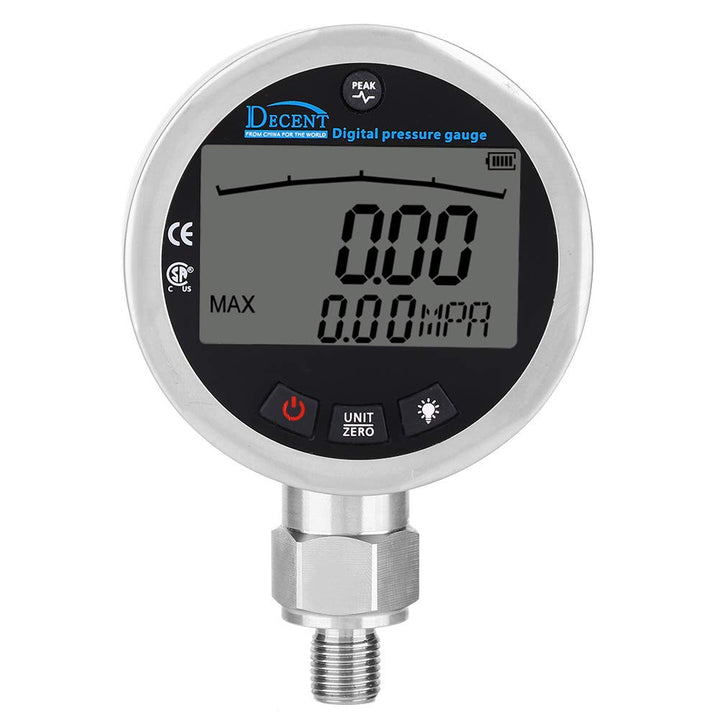 Digital Pressure Gauge G 1/4 Male Connector, Oil Gas Water Pressure Gauge 400BAR 0-40Mpa 5800PSI