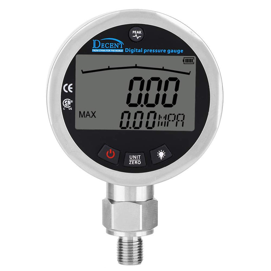 Digital Pressure Gauge G 1/4 Male Connector, Oil Gas Water Pressure Gauge 400BAR 0-40Mpa 5800PSI
