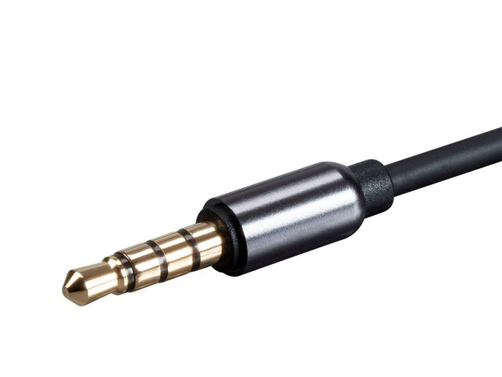 Auxiliary 3.5mm TRRS Audio & Microphone Cable - Use with Smartphones and Tablets, Gold Plated, 3 Feet, Black - Onyx Series
