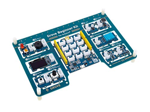 Grove Beginner Kit for Arduino, Arduino Starter Kit All-in-one for STEAM Teaching, Arduino UNO Compatible Board with 10 Sensors and 12 Projects with Free Course.
