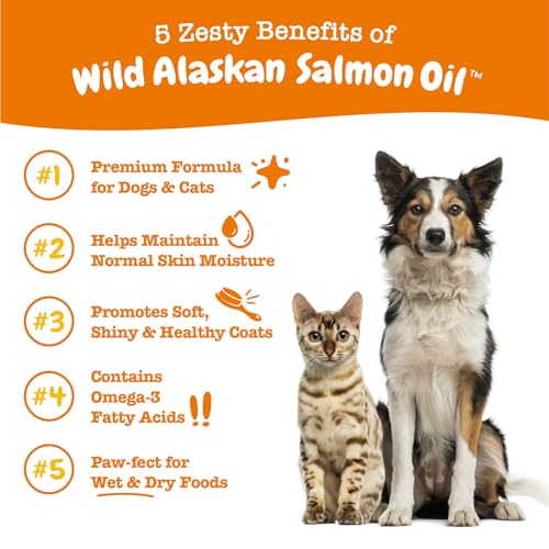 Wild Alaskan Salmon Oil for Dogs and Cats- Skin and Coat Support, Omega 3 Supplement for Pets, 8.5oz