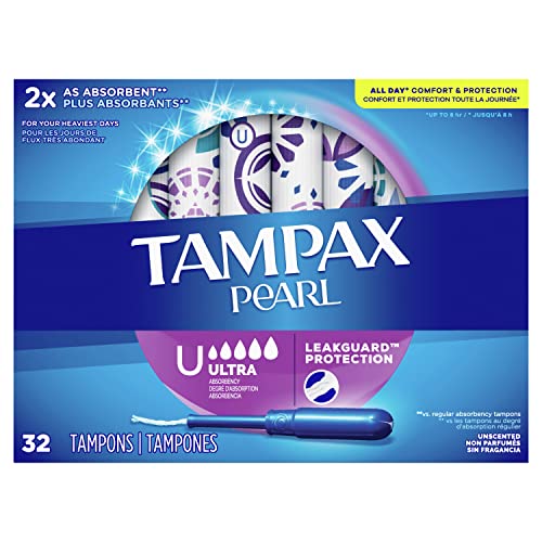 Pearl Tampons Ultra Absorbency With Leakguard Braid, Unscented, 32Count