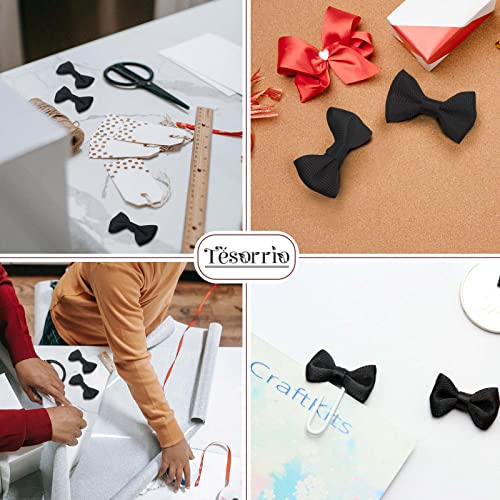 Black Mini Bow Ties for Crafts - 30Pcs Mini Diy Bow Tie Black Hair Bow Small Bows for Crafts Black Bows for Gift Wrapping Decorations - 1.38 Tiny Bows for Crafts Black Bows for Presents Black Bow Tie