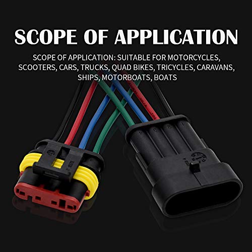 4 Pin Connector Waterproof Connector, Male and Female Way 16 AW Wire Suitable for car Truck, Boat and Other Wire Connection 5 kit