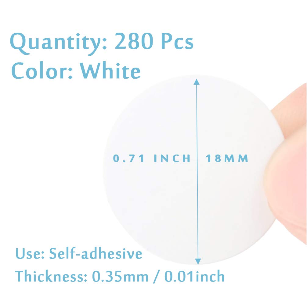 Self-Adhesive Screw Hole Stickers, 280 Pcs 0.71inch/18mm Self-Adhesive Screw Covers Caps Dust Proof Sticker for Wood Screw-White (280pcs-0.71inch/18mm)