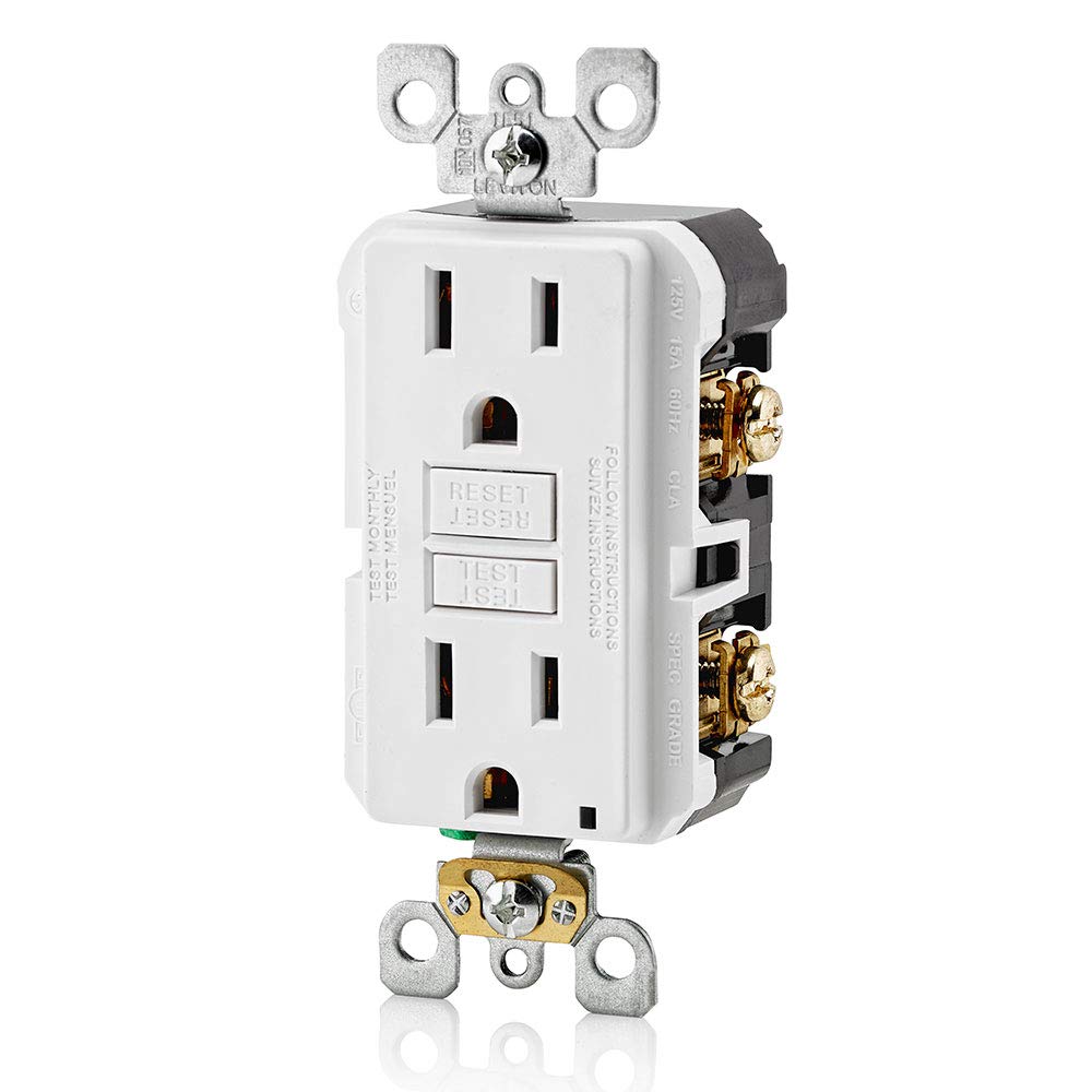 GFCI Outlet, 15 Amp, Self Test, Non Tamper-Resistant with LED Indicator Light, Protection from Electric Shock and Electrocution, GFNT1-W, White