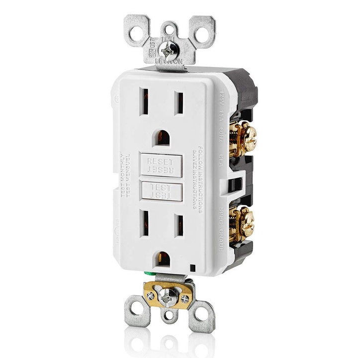 GFCI Outlet, 15 Amp, Self Test, Non Tamper-Resistant with LED Indicator Light, Protection from Electric Shock and Electrocution, GFNT1-W, White
