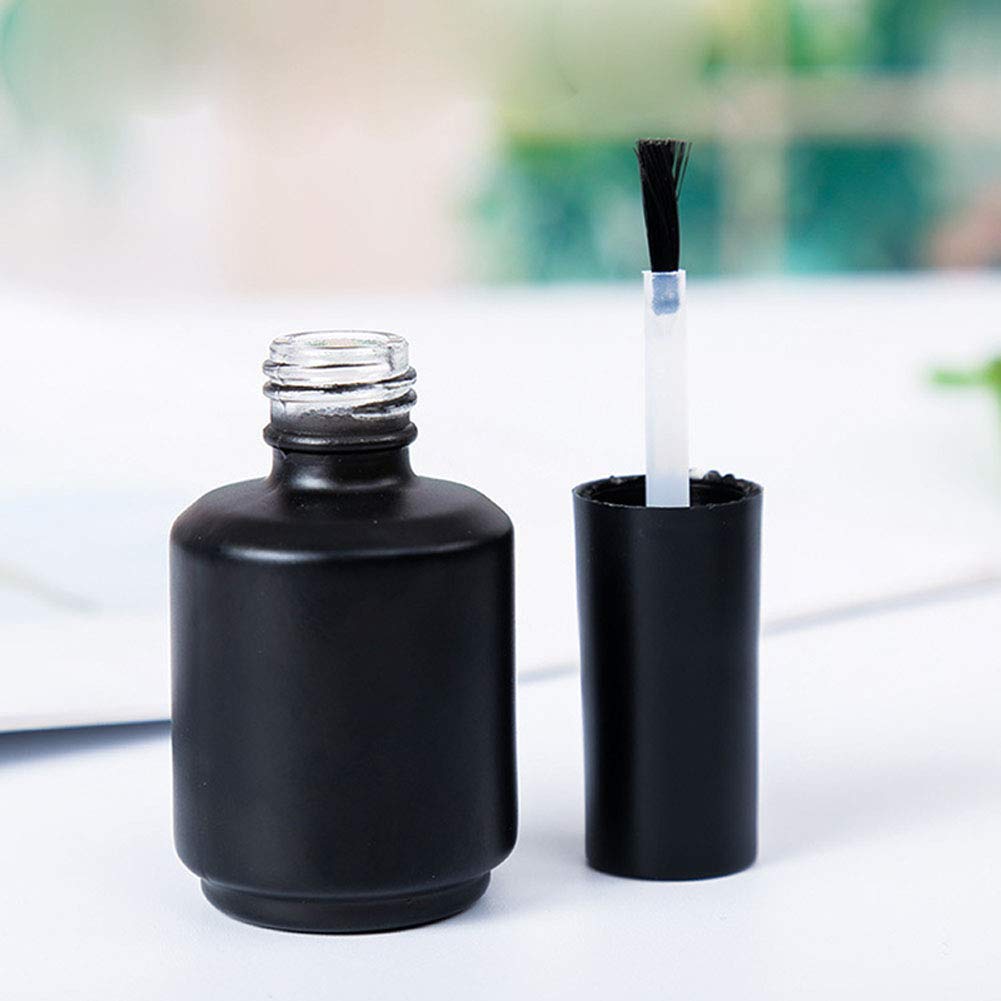 10 Pcs 15ml Glass Nail Polish Bottles Empty Refillable Nail Polish Bottle Containers with Brush Cap for Nail Art Sample (Black)