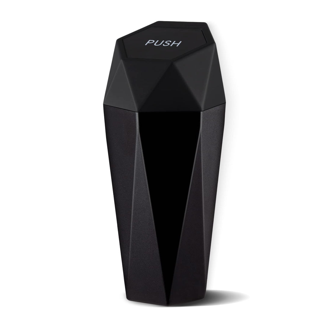 Car Trash Can with Lid, Diamond Design Small Automatic Portable Trash Can, Easy to Clean, Used in Car Home Office (Black)