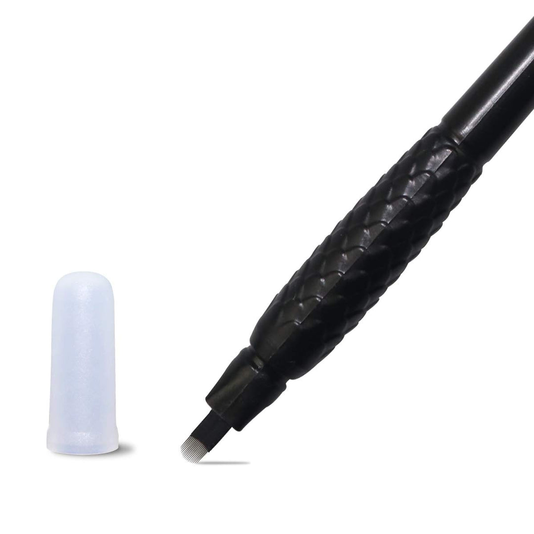 18U Shape Disposable Microblading Pen with 0.15mm Needle Blades with Pigment Sponge Eyebrows Permanent Makeup Tools (5pcs 0.15mm U18 Pens)