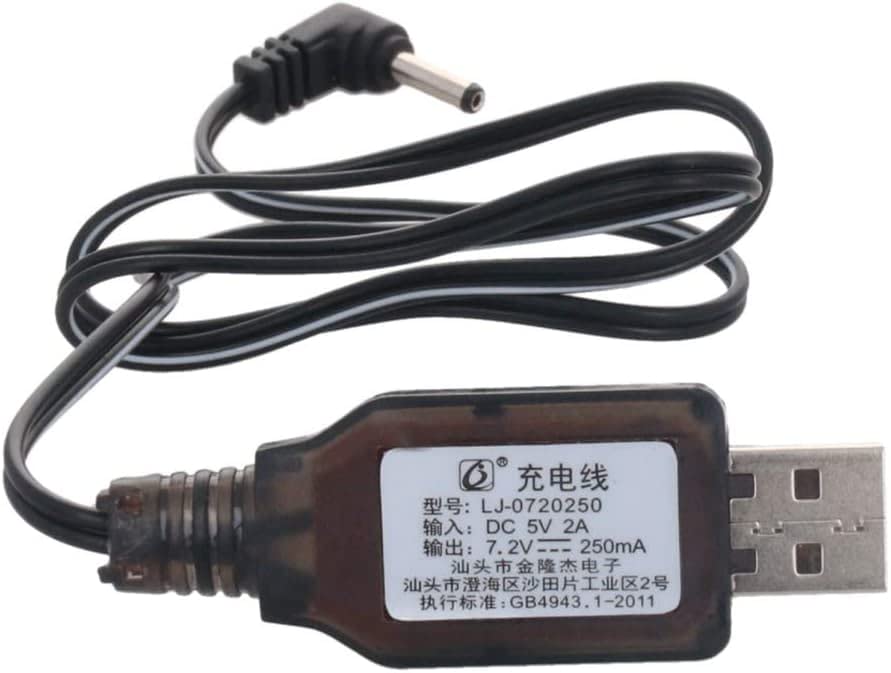 L6.2-3P USB Charging Cable for RC Car 9.6V 200mA Ni-MH Ni-CD Battery 1pcs