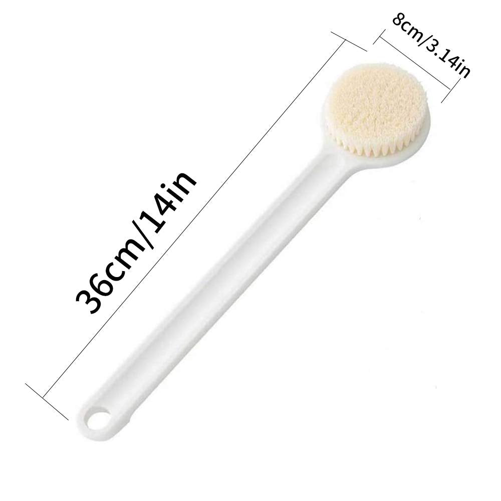 Dry and Bath Body Brush (white),with Long Handle, Exfoliating, Stimulate Blood Circulation, Improve Lymphatic System, Accelerate Metabolism