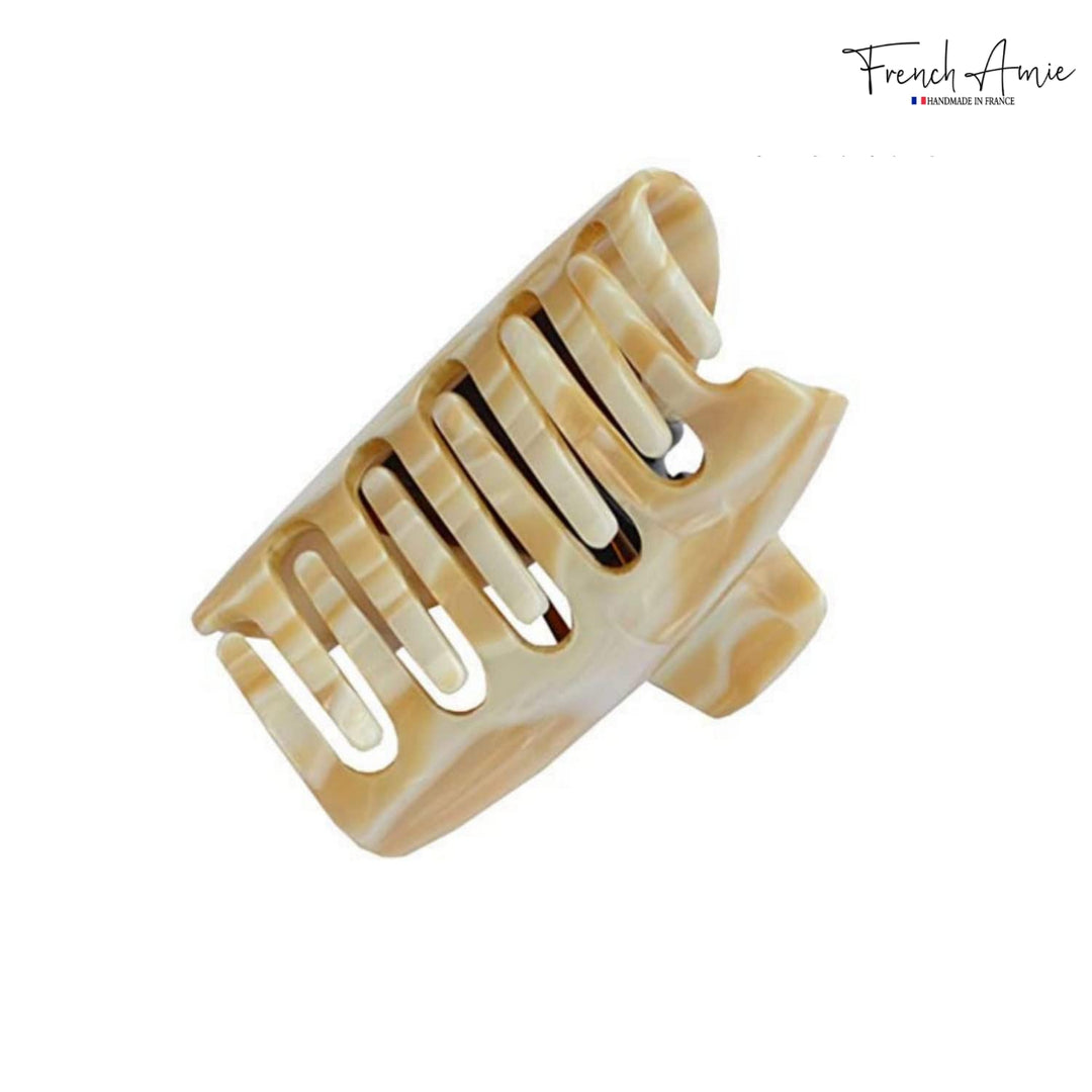 Tubular Marble Ivory Handmade Large Hair Grip Claw Clips Clamps Indoor Outdoor for Women and Girls (7.5 cm/ 3 Inch)