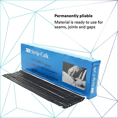 Strip Calk, 08578, 1 ft Strips, Black, Soft Butyl Rubber, Permanent Elasticity, Joint Filling, Trunk Seams, 60 Pack