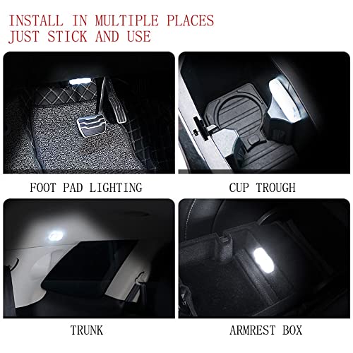 2 Pcs Car LED Lights Interior, LED Interior Car Lights with 6 Bright LED Lamp Beads, Portable Night Reading Light Car Interior Atmosphere, USB Rechargeable Lighting Light (Warm White Light)