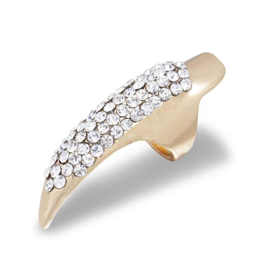 Alloy Rhinestones False Claw Nail Finger Claw Ring Punk Style Fingertip Cool Fake Nails,Gold,5pcs