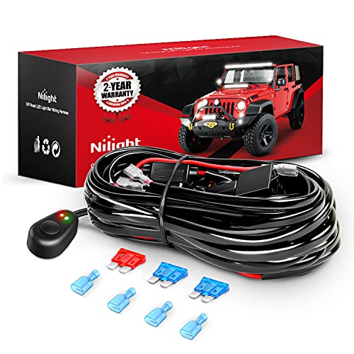 16AWG Off-Road LED Light Bar Wiring Harness Kit 12V Relay On/Off Rocker Switch -2 Leads,2 Years Warranty