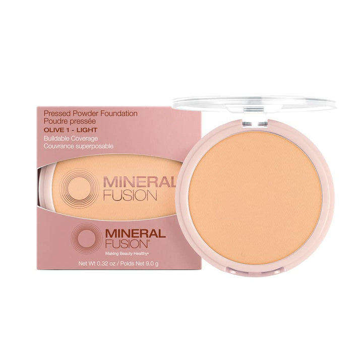 Pressed Powder Foundation, Olive 1 - Light Skin w/Greenish Undertones, Age Defying Foundation Makeup with Matte Finish, Talc Free Face Powder, Hypoallergenic, Cruelty-Free, 0.32 Oz.