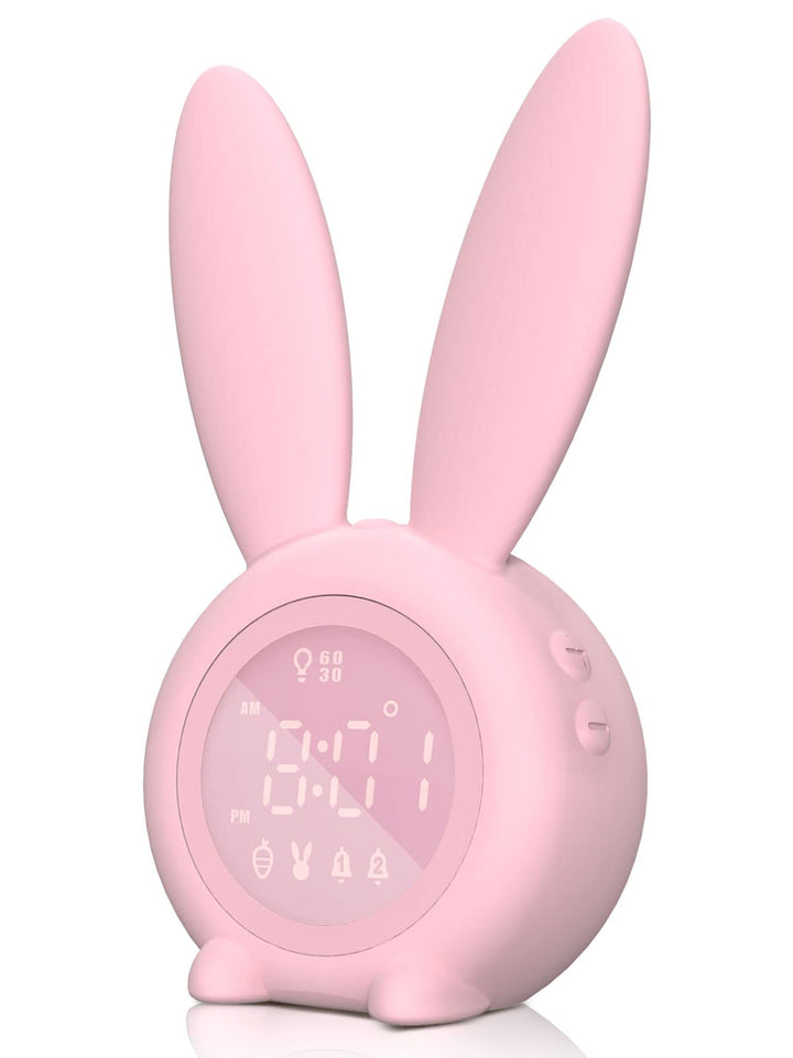 Kids Alarm Clock - Digital Wake Up Clock, Dimmable Ambient Lighting, Cute Rabbit Design, 5 Ringtones - Rechargeable, Perfect for Bedrooms