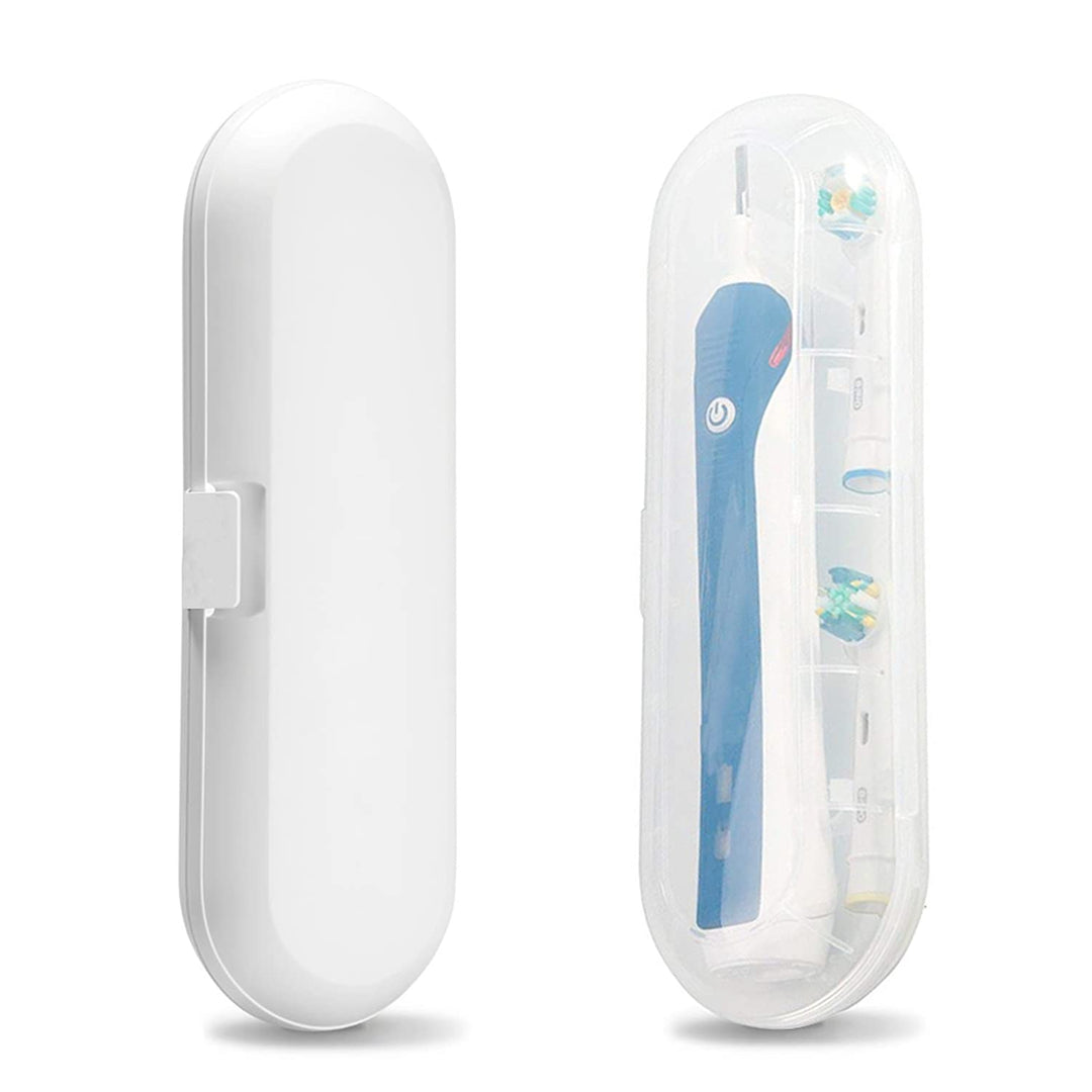 2 Pack Electric Toothbrush Travel Case for Oral-B Pro and Other Electric Toothbrush, Portable Travel Toothbrush Holder (White & Clear)
